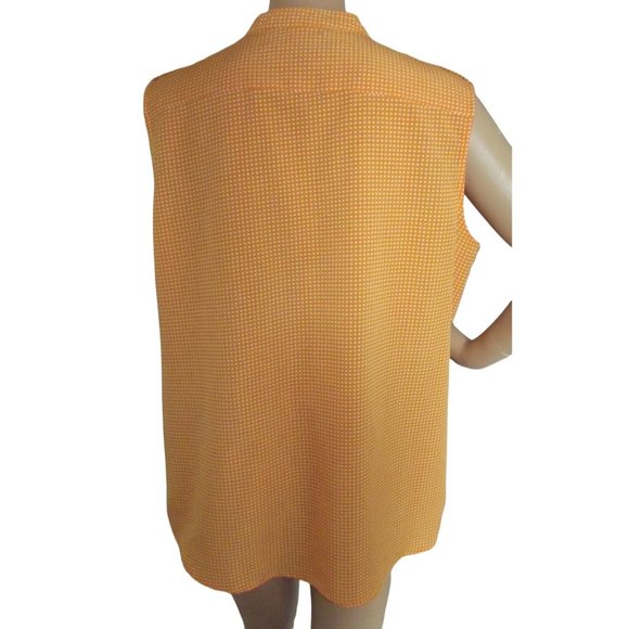NY Collection Gold Polkadot Sleeveless Button Shirt Size Large white pockets - Picture 8 of 10